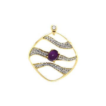 Contemporary Solid Yellow Gold Pendant with Wave Motif Gemstone GPD3493